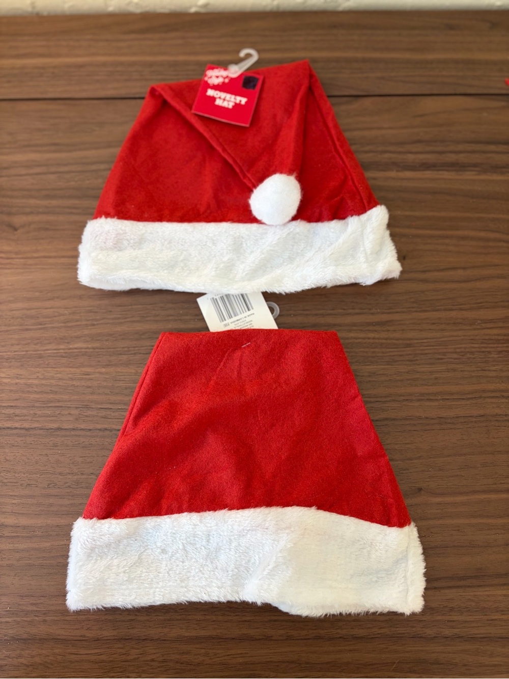 Holiday Style Santa Hats Red White Plush Trim Set of 2 New